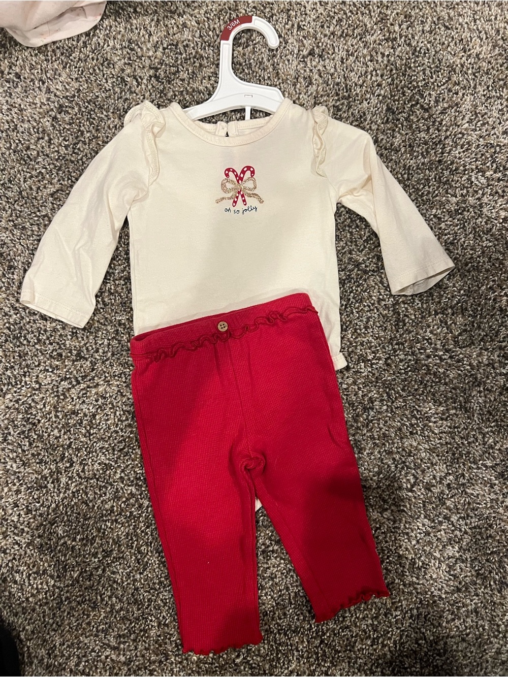 Carter's Christmas Top and Red Pants Matching Set